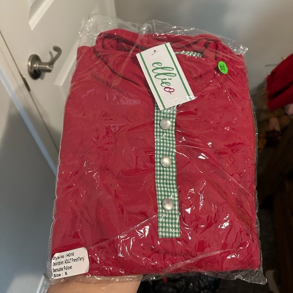 Ellie Crewneck Red with Button Accent - Patch Elbow and Pockets - Picture 4 of 4